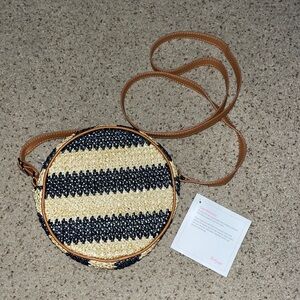 NEW Thirty-one woven raffia stripe crossbody purse bag